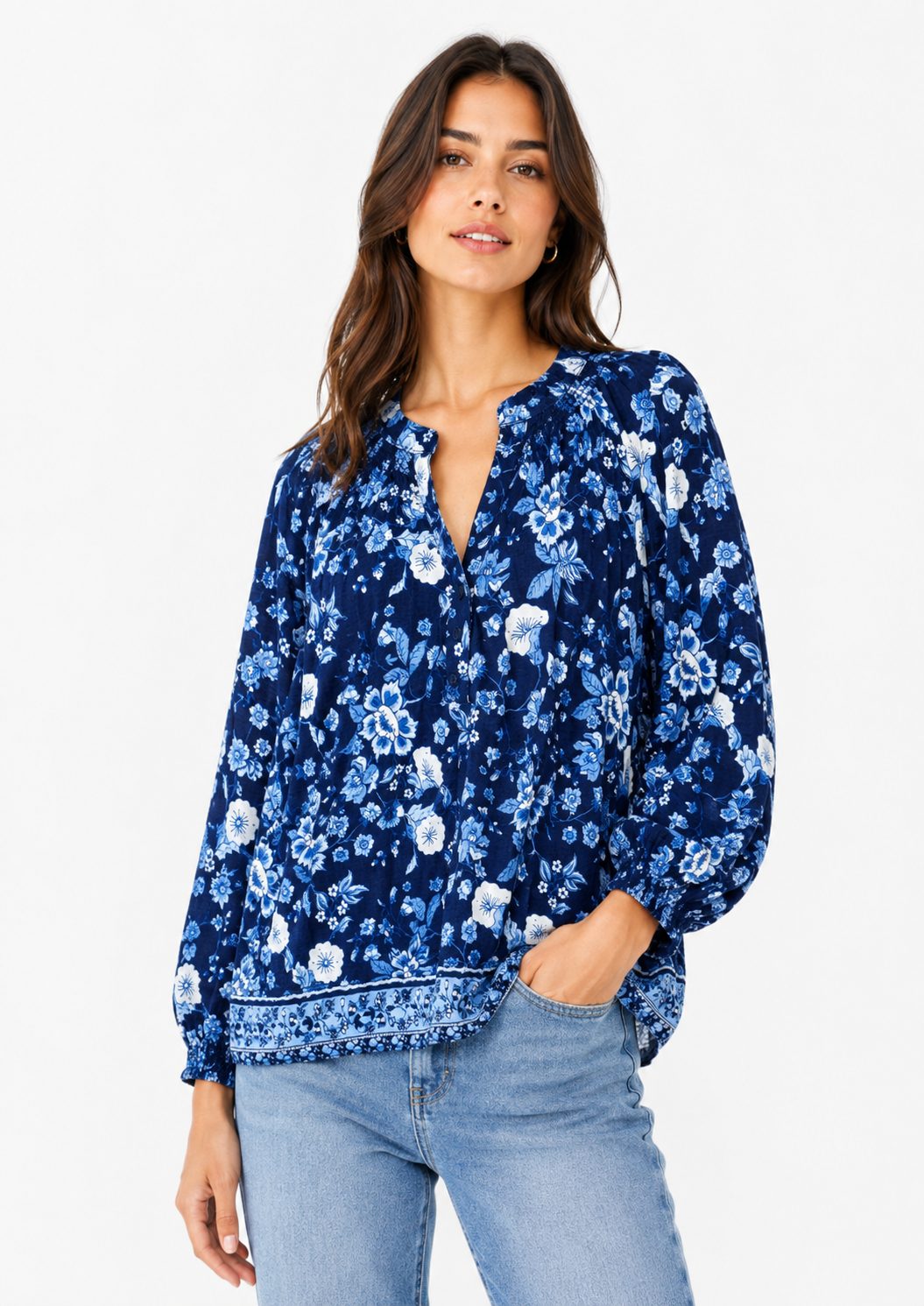 Long Bishop Sleeve Split Blue