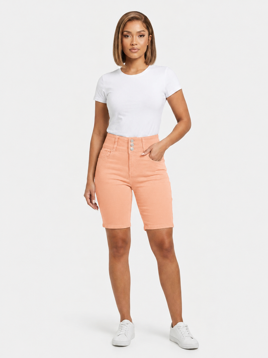 H-Stretch 3 Buttons Bermuda Peach