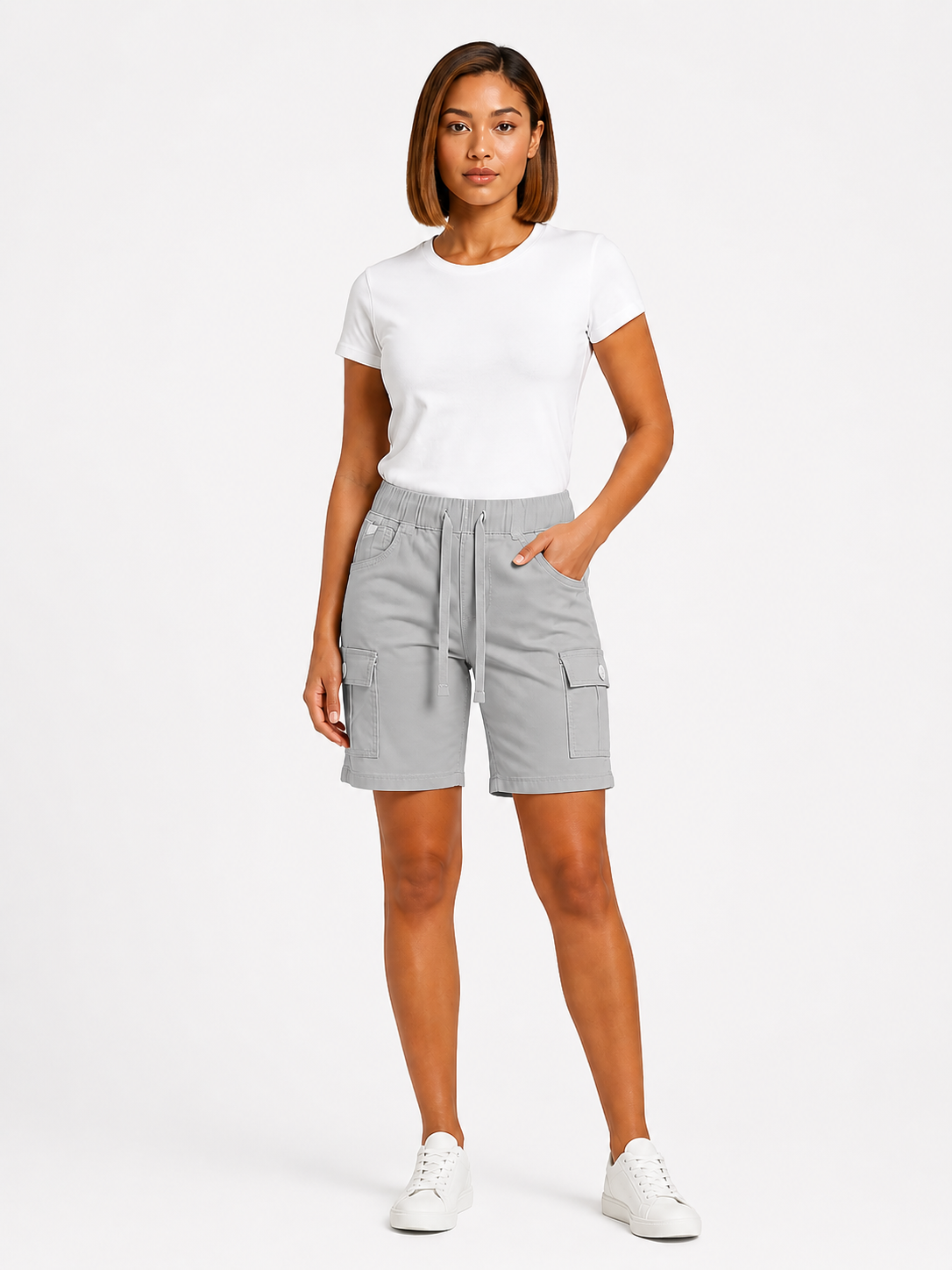 H- Strech Cargo Bermuda Grey
