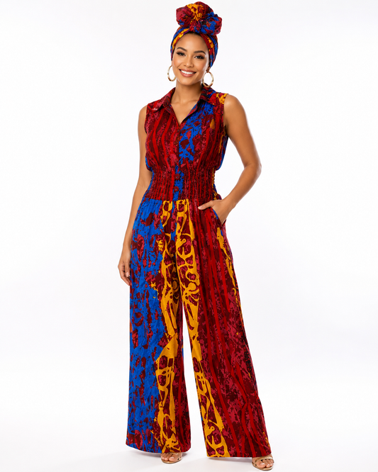 Jumpsuit Blue-Red-Yellow  Print - Etnia Negra
