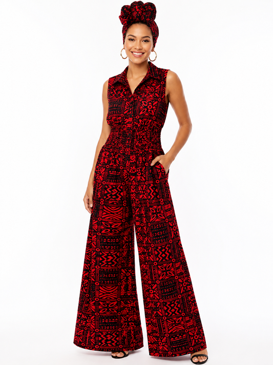 Jumpsuit Red Print - Etnia Negra