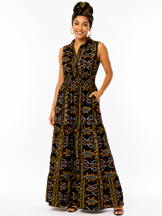 African Print Dress Buttons - Etnia Negra
