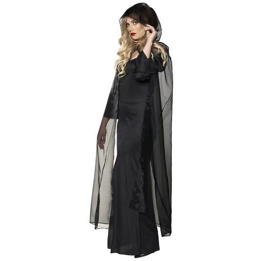 Chiffon Cape with Hood-Black