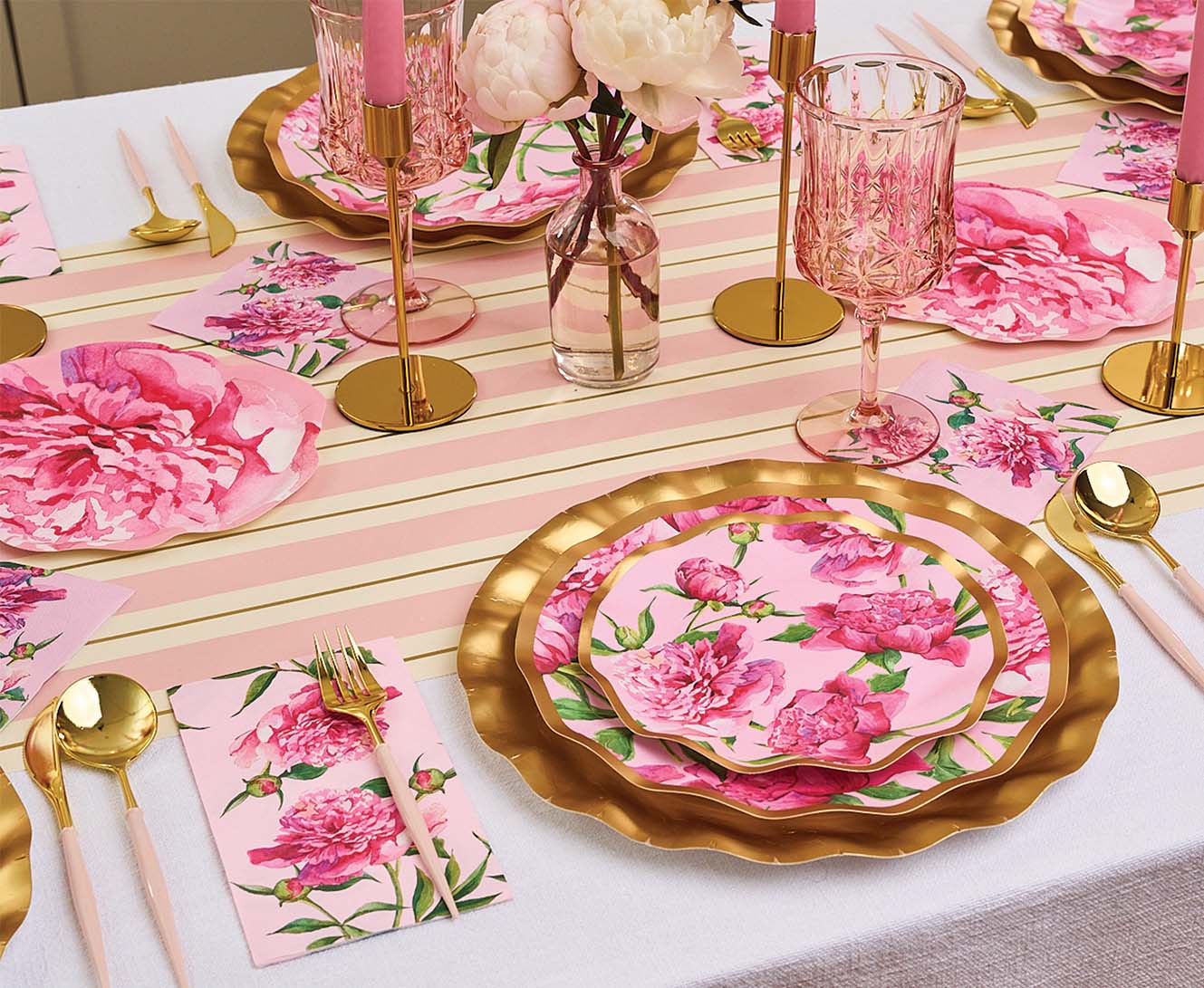 Peony Salad Plate Pink Peonies 4.5" x  8"