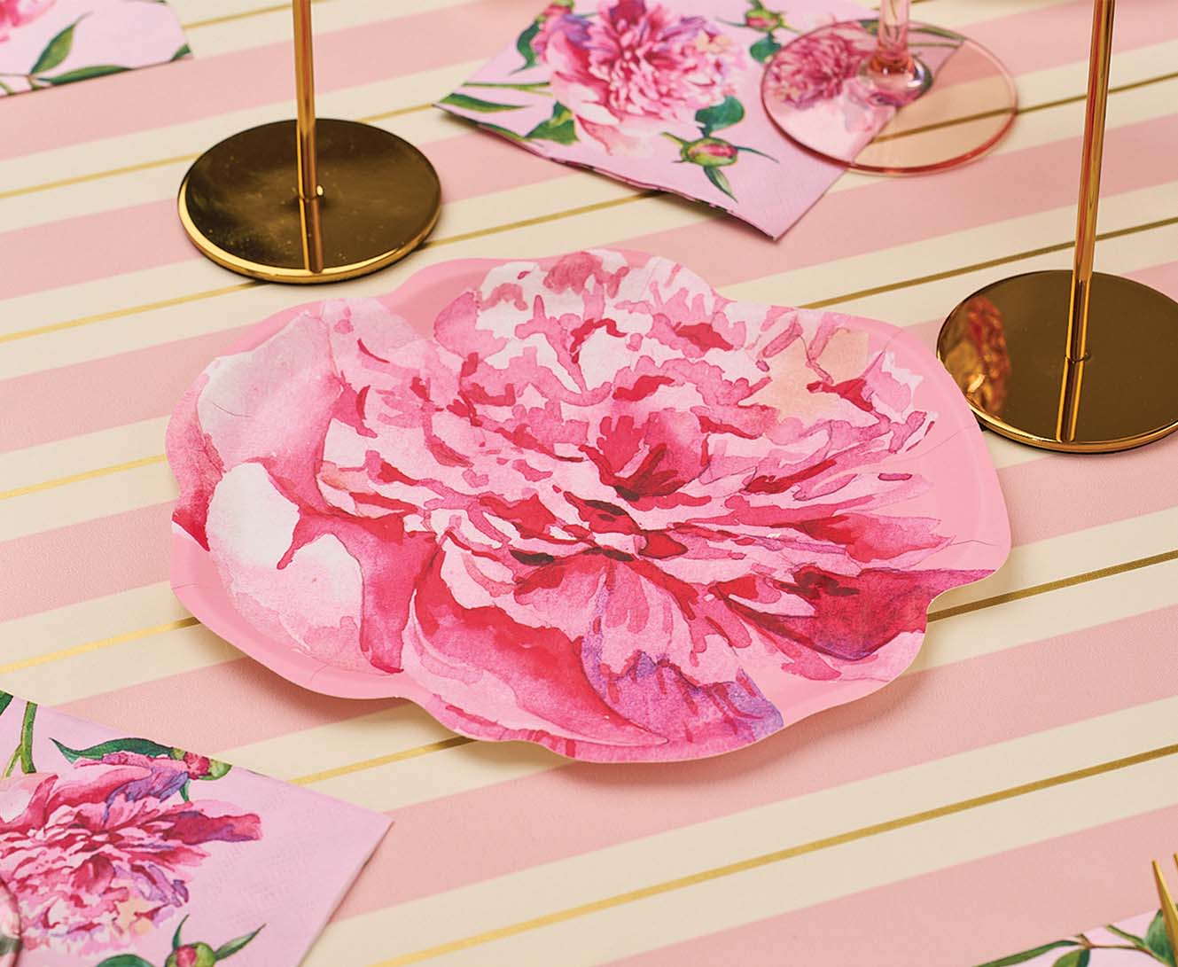 Peony Salad Plate Pink Peonies 4.5" x  8"