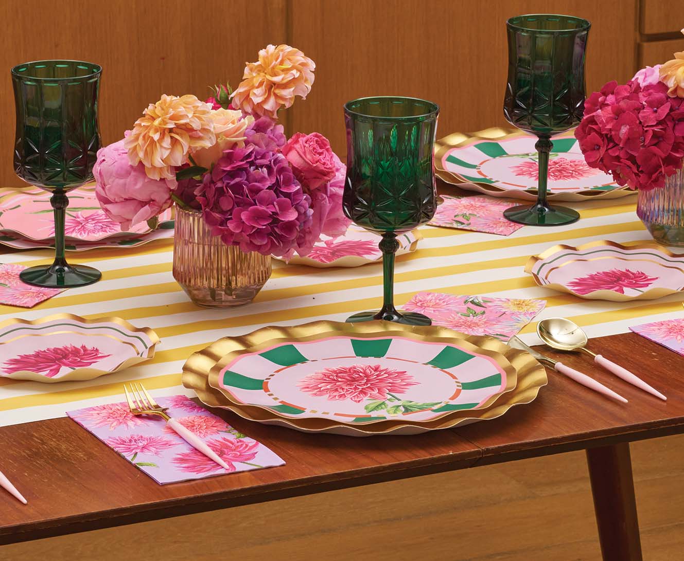 Dahlia Garden Dinner Plate 10.5" Gold Foil