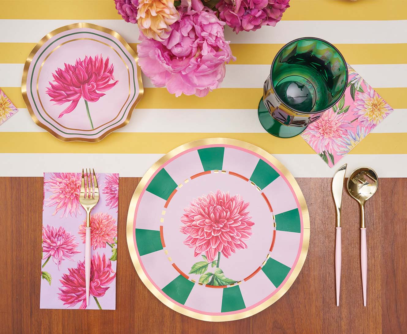 Dahlia Garden Dinner Plate 10.5" Gold Foil