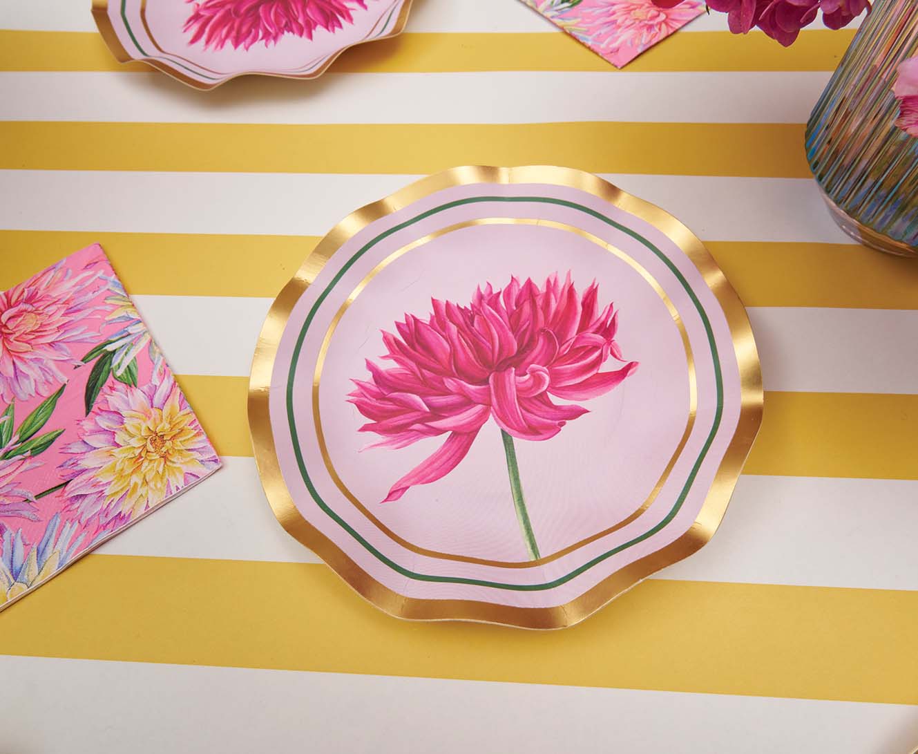 Dahlia Garden Appetizer Bowl  6.5" Gold Foil