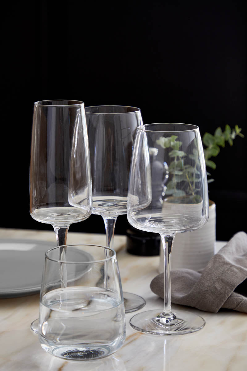 Copa de vino tinto / agua de 16 oz, transparente con diseño de vid