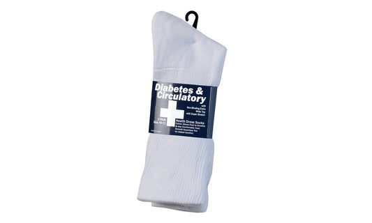 Men's White Diabetic Dress Socks 2-Pair Pack White
