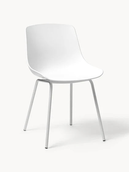 Nordic Style PP Plastic Dining Chair with Metal Frame White