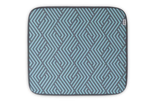 Labyrinth Dish Drying Mat Aqua / Grey