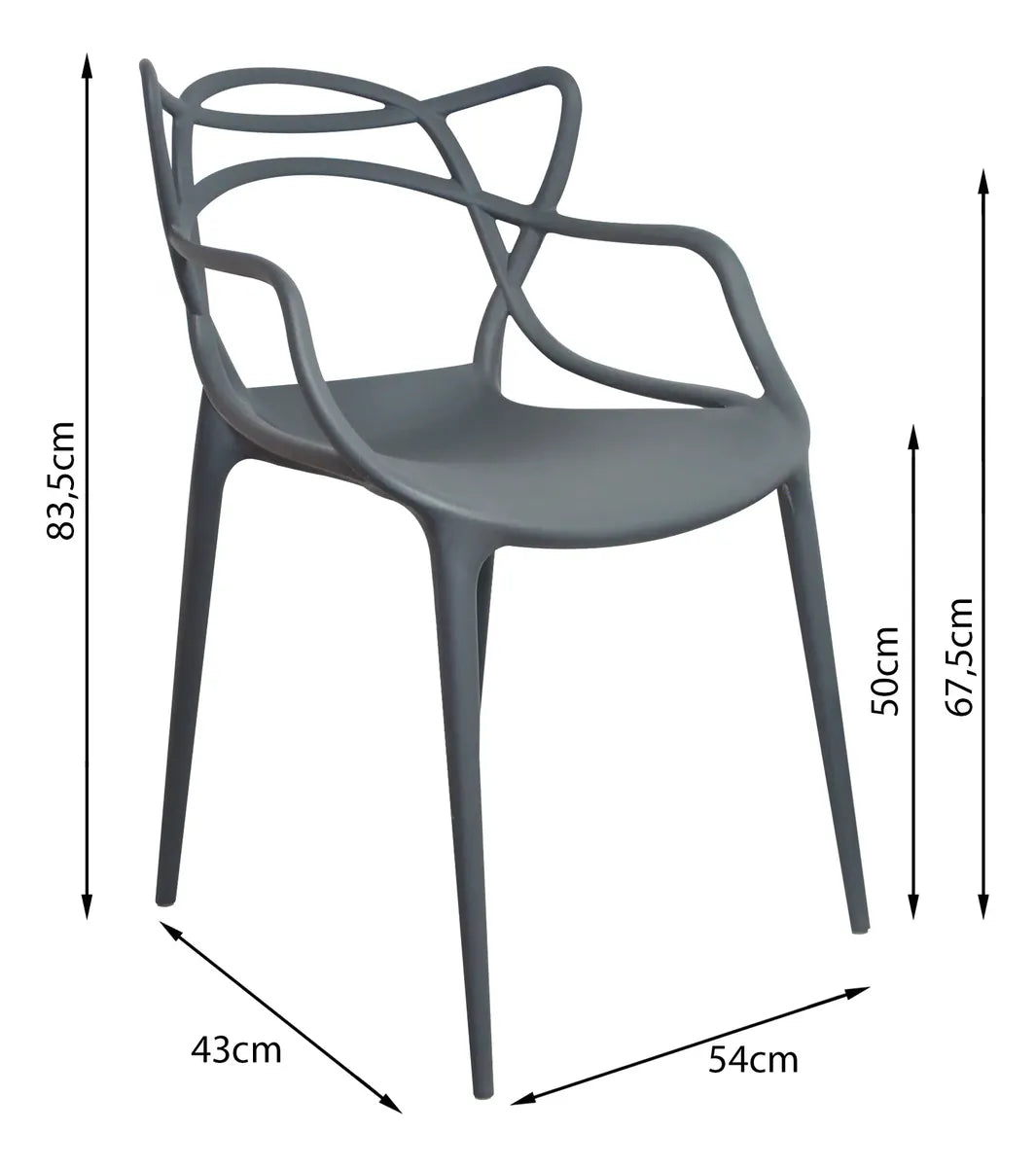 Colorful Modern Design Plastic Chair Grey
