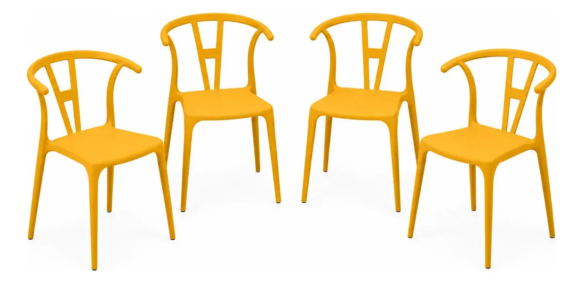 Nordic Style PP Plastic Dining Chair with Backrest Gold