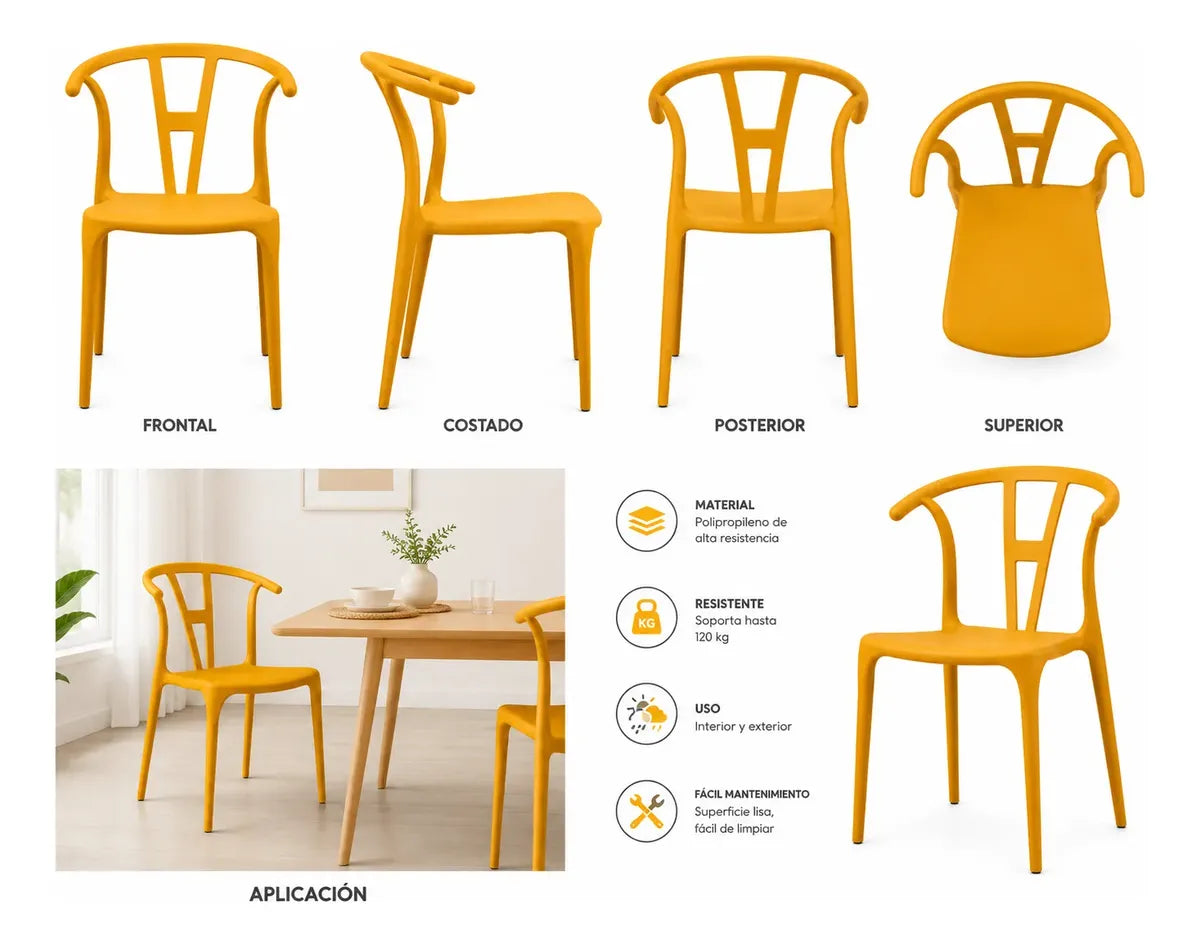 Nordic Style PP Plastic Dining Chair with Backrest Gold