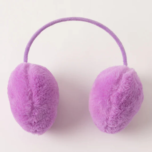 Girls Faux Fur Pom Earmuff Purple