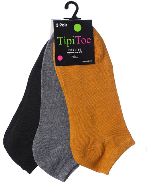 Women's 3 Pack Solid Cute Ankle Socks