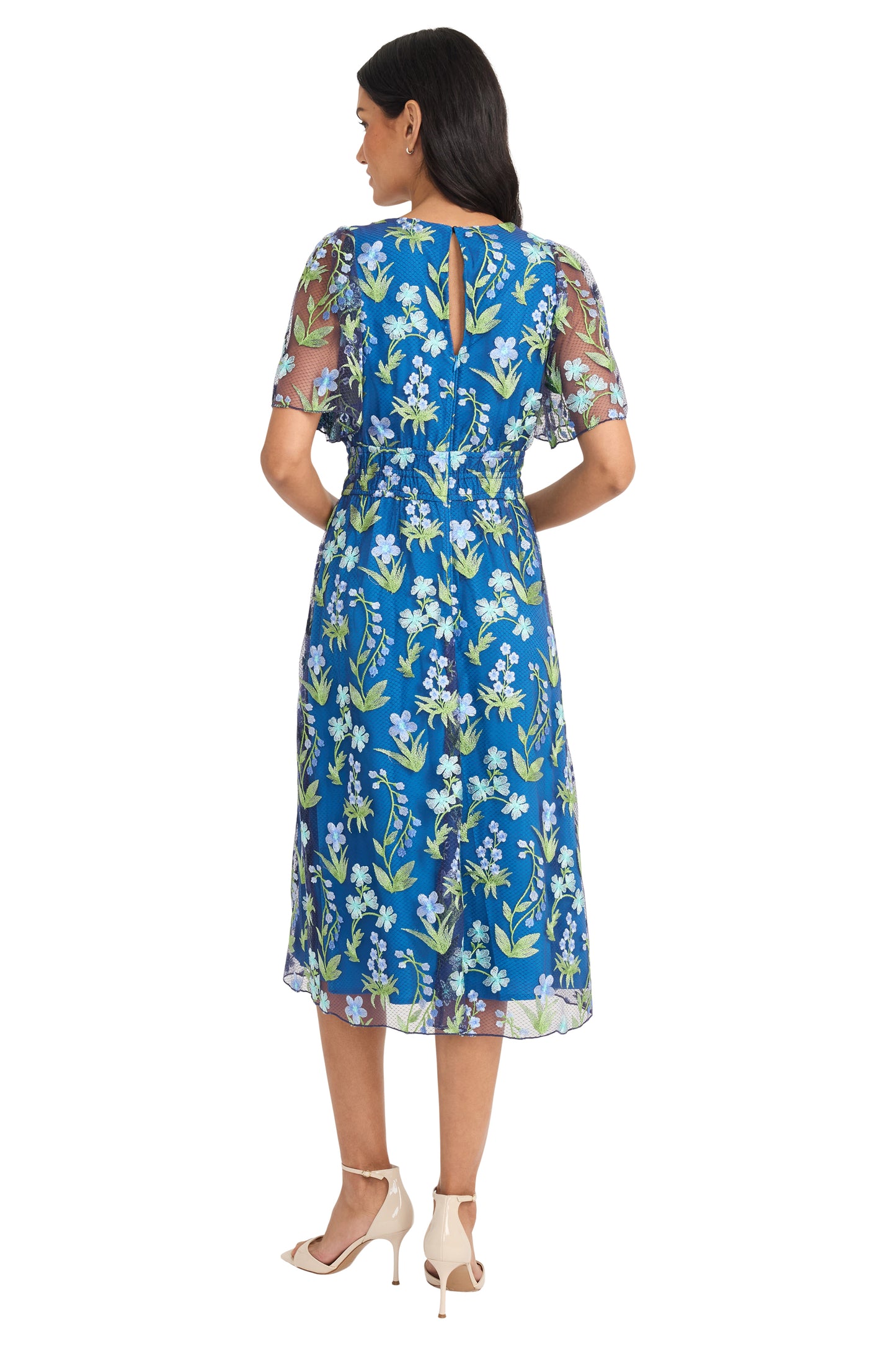 Dress Blue / Green in Flowers - Maggy London