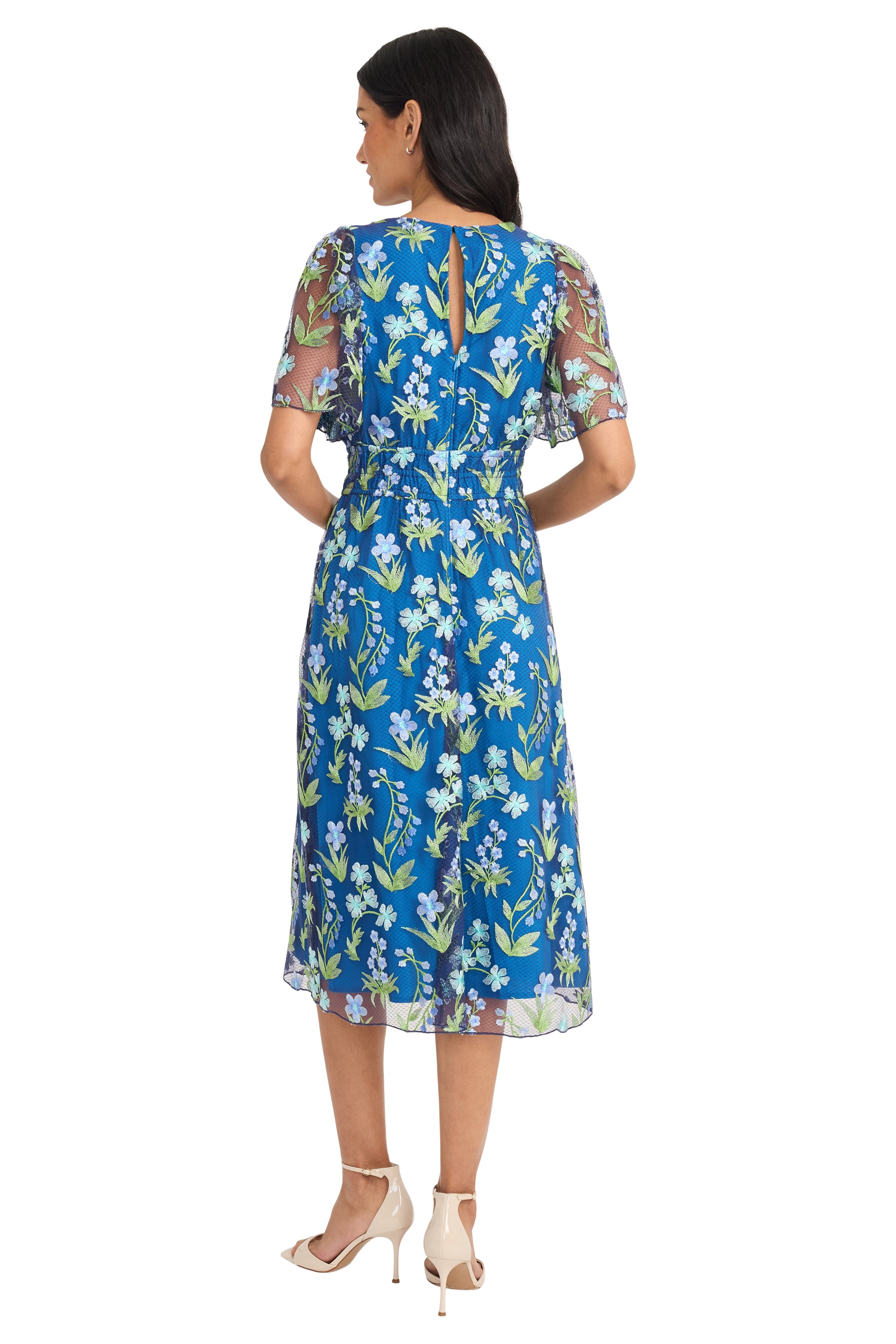 Dress Blue / Green in Flowers - Maggy London