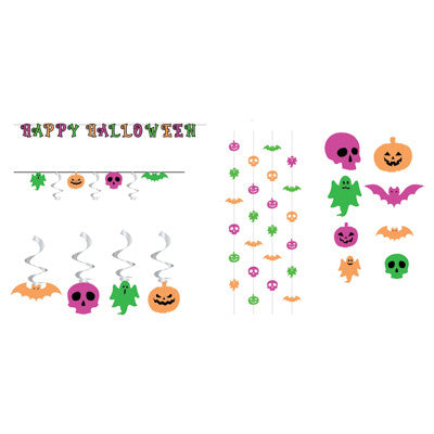 Party Decor Neon Black Light Halloween Paper Party 5asst Banners/Swirls/Cutouts PBH