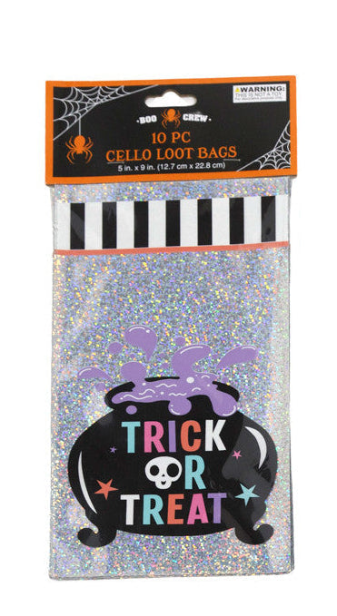 Loot Bag Cello Halloween Hologram 10ct 5X9in No Gusset TRICK OF TREAT