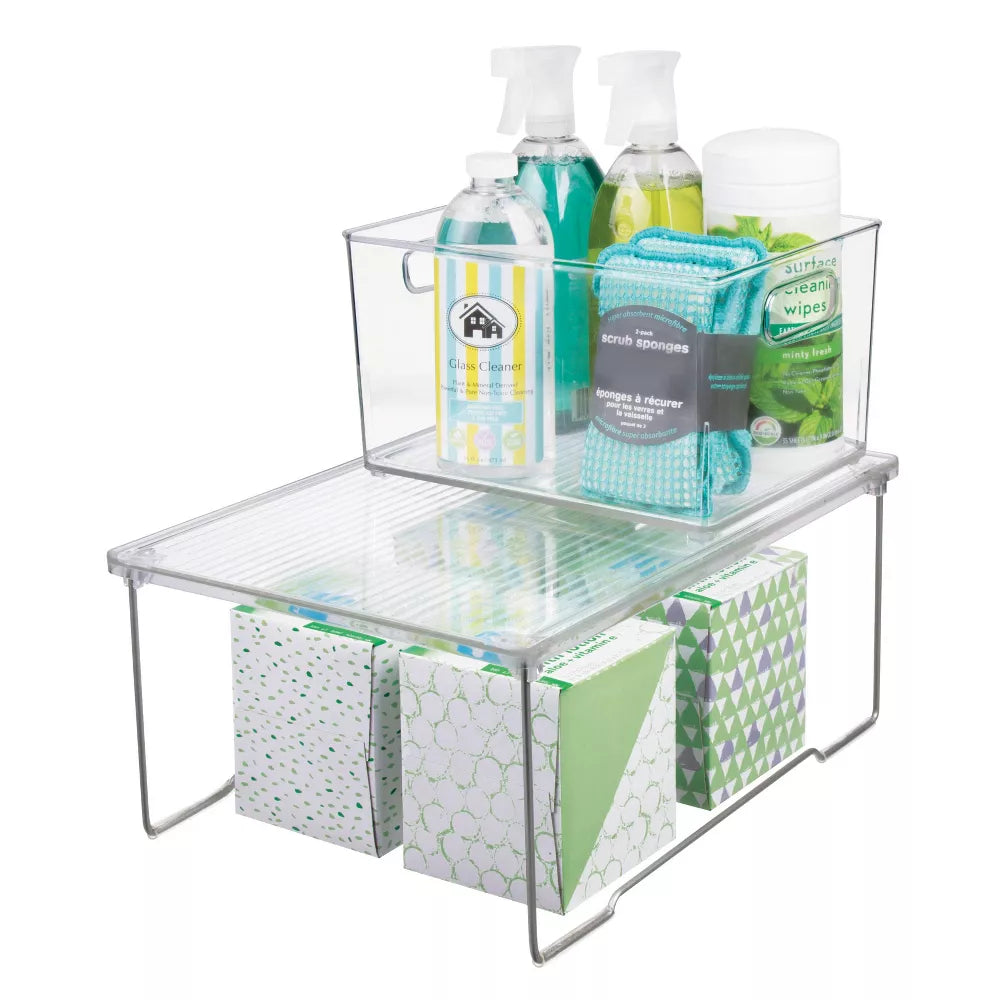 Bath Stacking Shelf - Small Clear/Satin