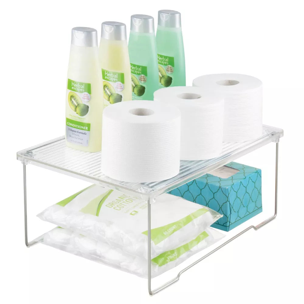 Bath Stacking Shelf - Small Clear/Satin