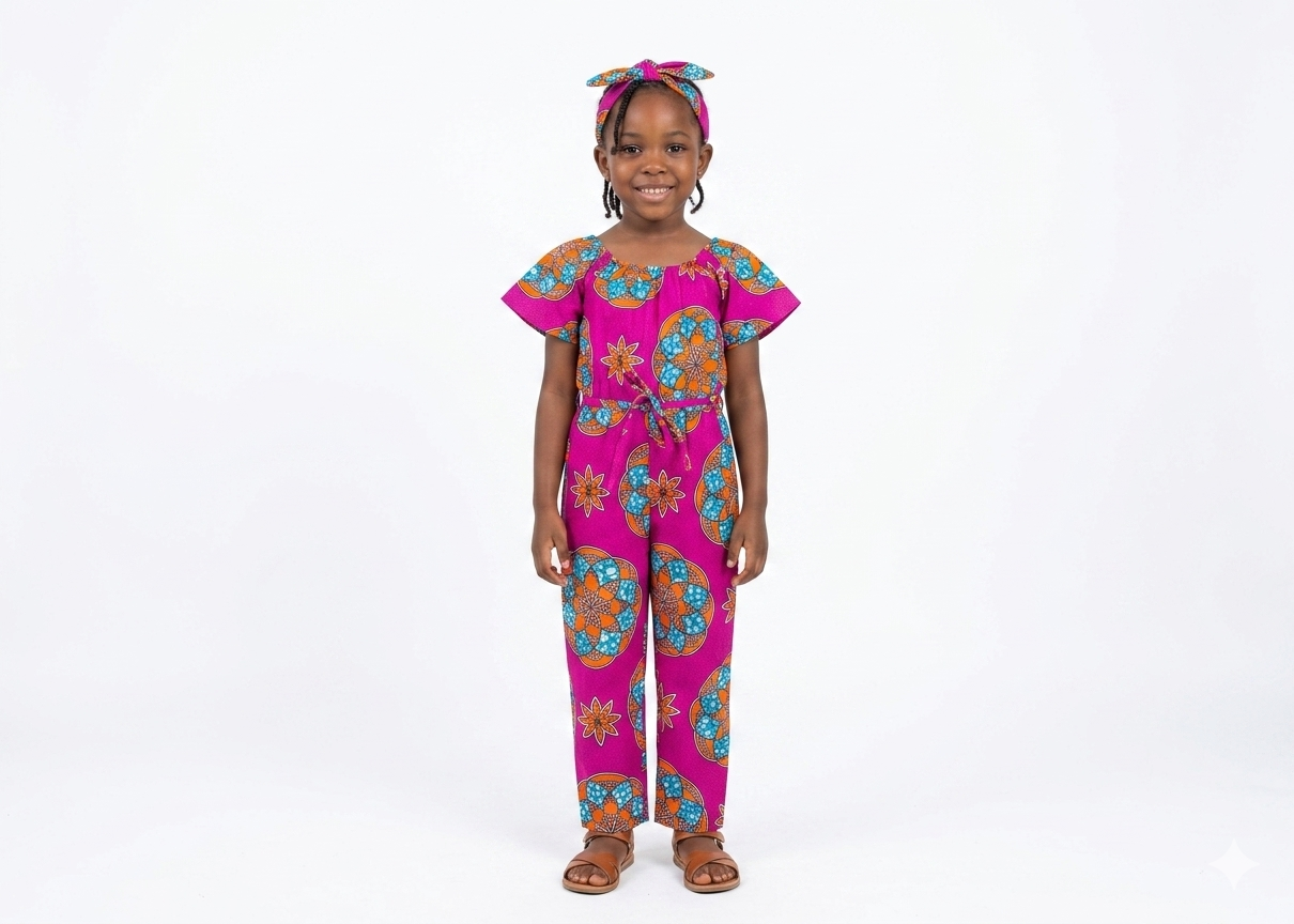 Jumpsuit Niña Fucsia-Naranja-Azul ( Etnia Negra)