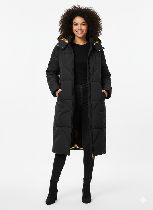 Plus Mechanical Stretch Long Coat Black