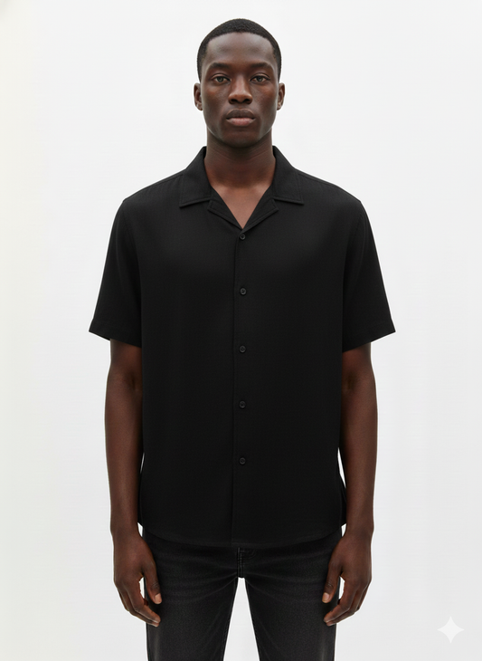 Short Sleeve Shirt Black - Just Blu