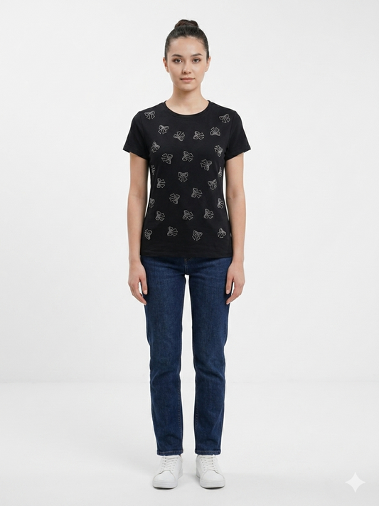 Diamonds Bow  Top Black