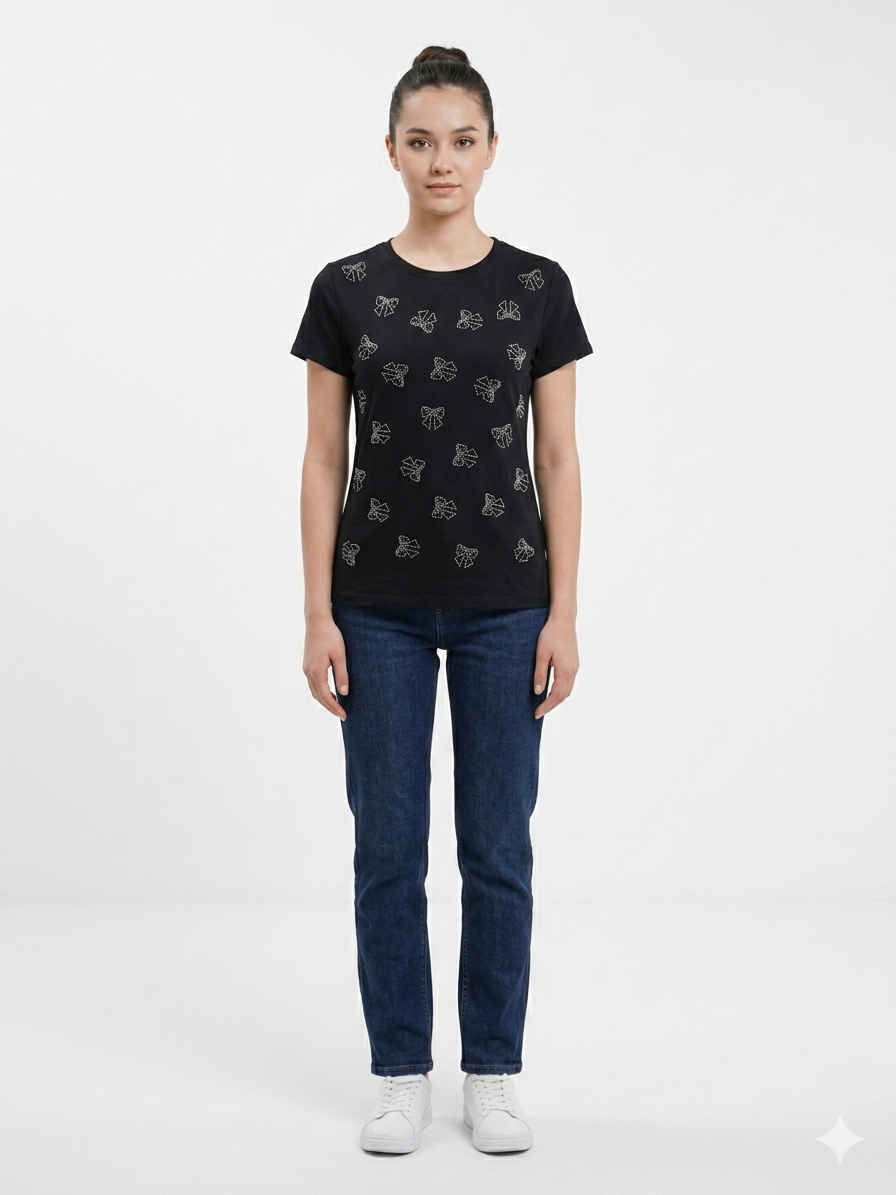 Diamonds Bow  Top Black