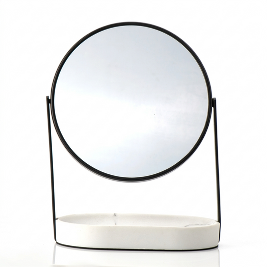 Matte Black - 8" Modern Marble 360 Rotation Tabletop Vanity Mirror 1X/5X