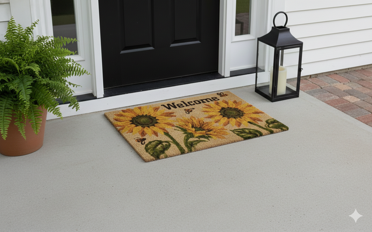 Mat Printed Coir 18x28 Welcome Sunflowers