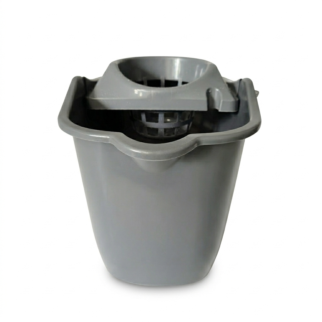 4Gal/15L Plastic Mop Bucket with Wheels Grey