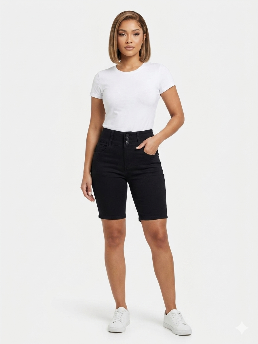 H-Stretch 3 Buttons Bermuda Black