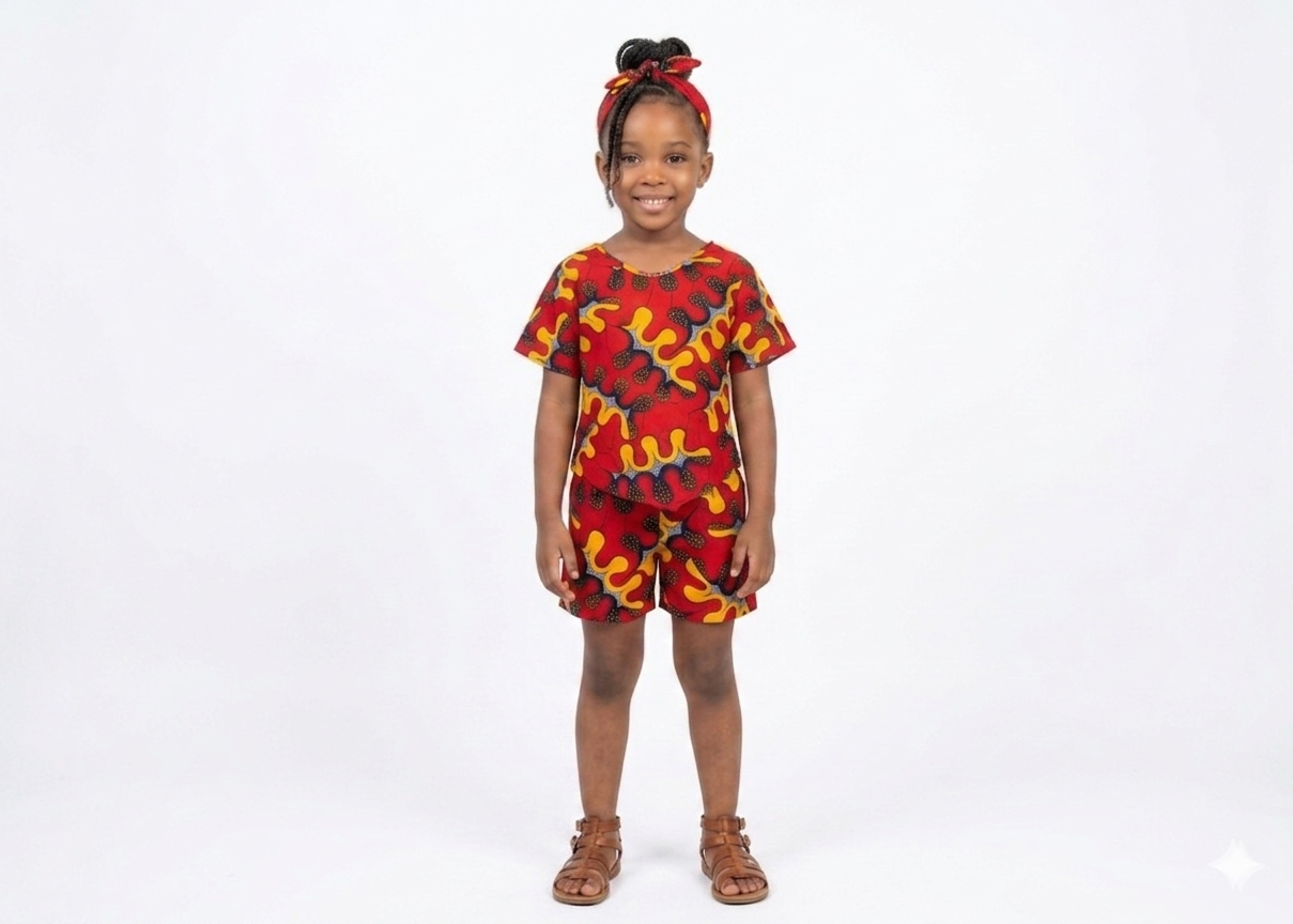 Conjunto Niña Rojo-Amarillo (Etnia Negra)