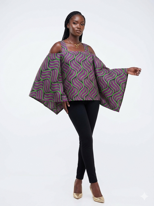 Blouse Purple-Green Print Multi- Etnia Negra