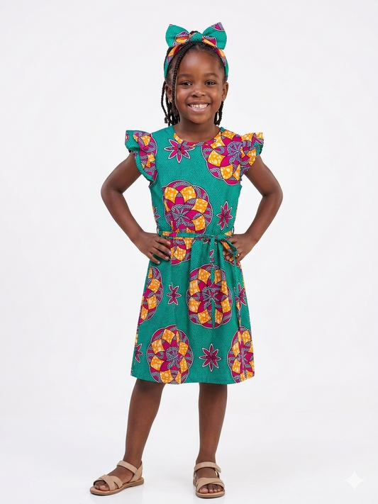 Vestido Turquesa Multi  niña - Etnia Negra