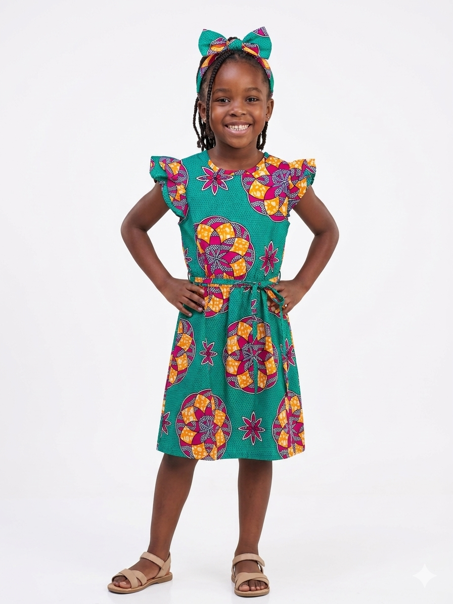 Vestido Turquesa Multi  niña - Etnia Negra