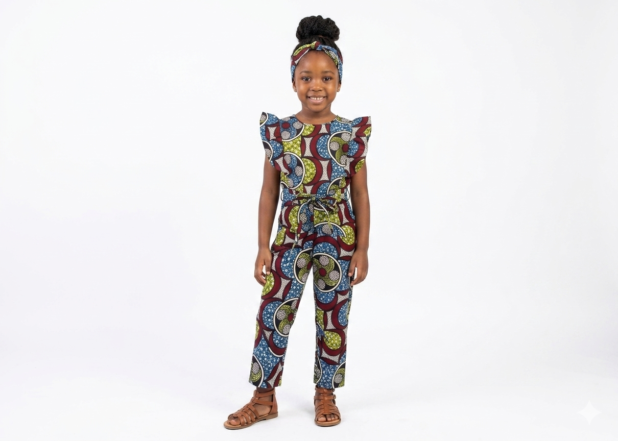 Jumpsuit Niña Chocolate-Verde-Azul (Etnia Negra)