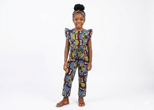 Jumpsuit Niña Chocolate-Verde-Azul (Etnia Negra)