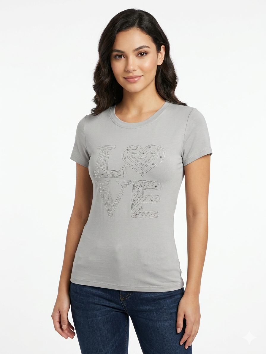Diamonds Love Top Grey
