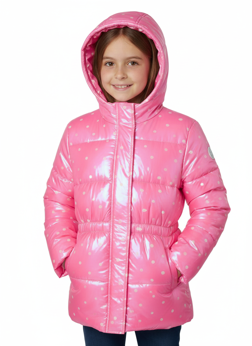 Iridescent Heart Puffer Hot Pink
