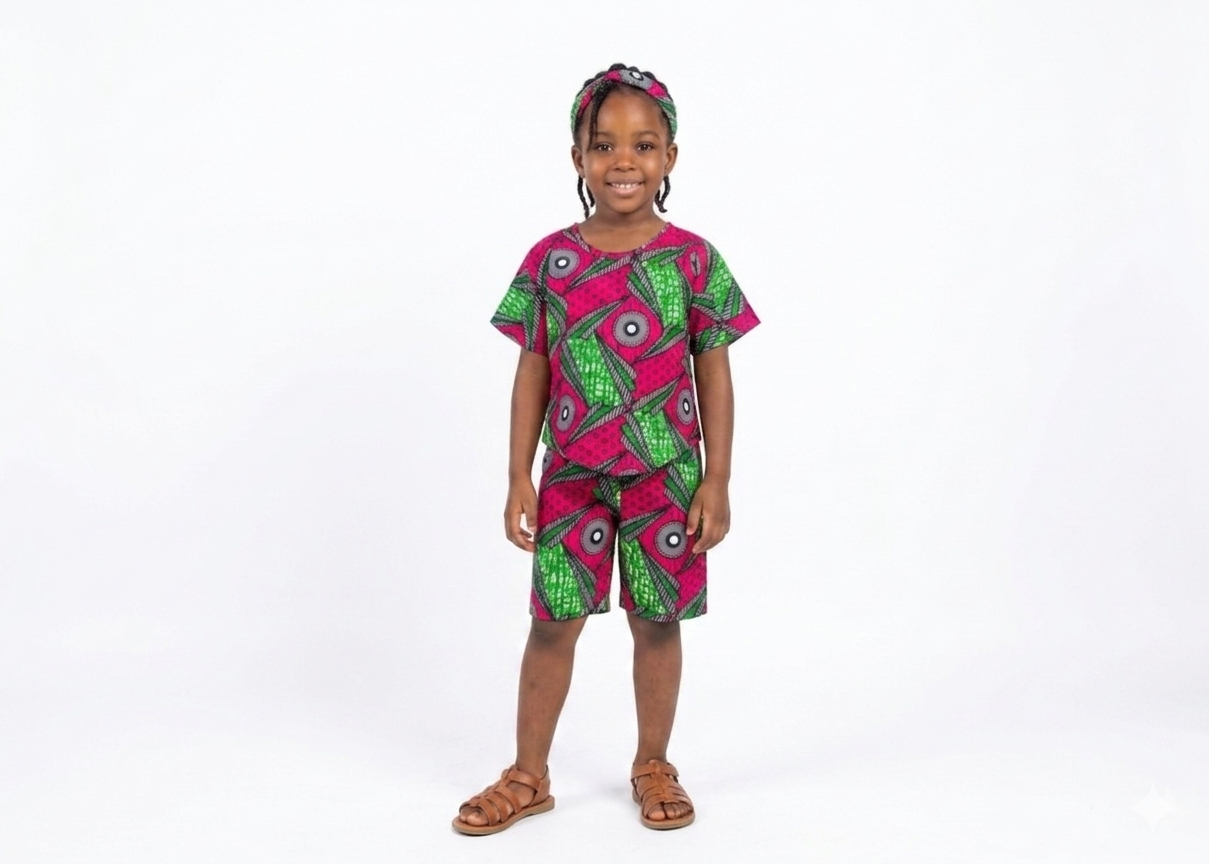 Conjunto Niña Verde-Fucsia (Etnia Negra)