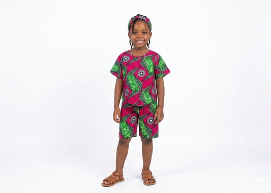 Conjunto Niña Verde-Fucsia (Etnia Negra)