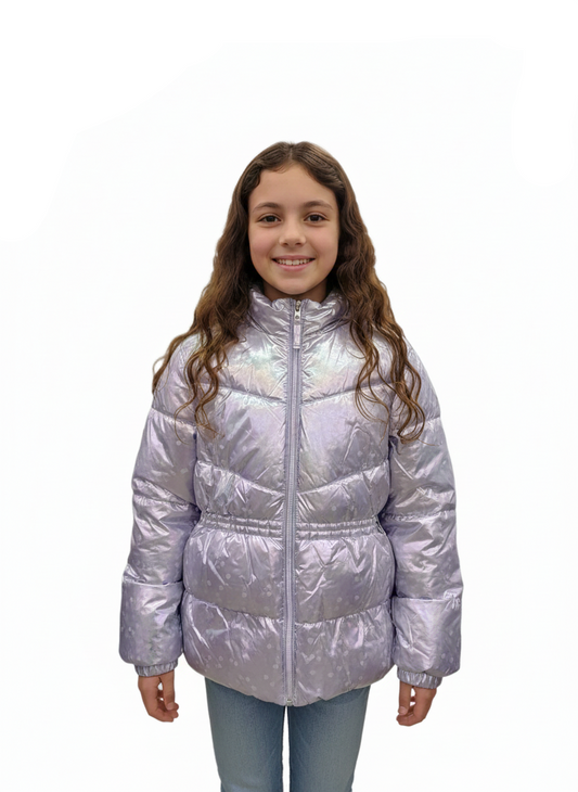 Iridescent Heart Puffer Purple