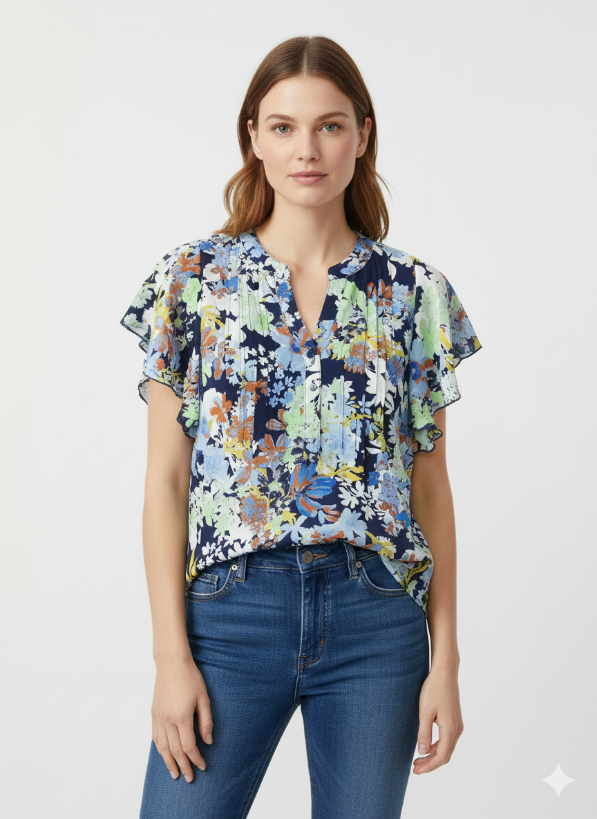 Blouse Navy/Orangeade Nautical - Zac & Rachel