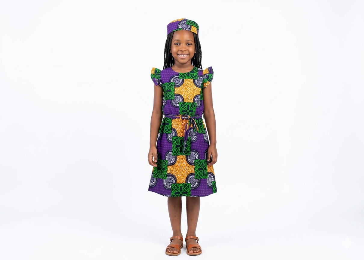 Vestido Morado-Naranja-Verde (Etnia Negra)