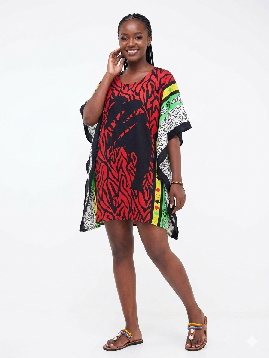 Kaftan Short Red Print  - Etnia Negra